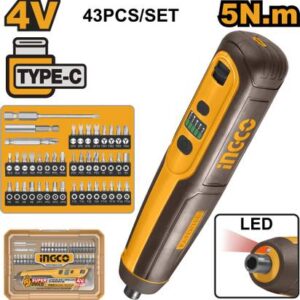 INGCO Ingco 4V Cordless screwdriver Combination Screwdriver Set  (Pack of 1)