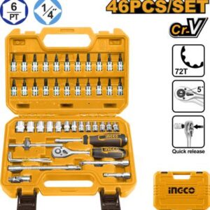 INGCO 46 Pcs 1/4" socket set Socket Set  (Pack of 1)