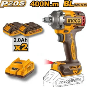 INGCO 20V Brushless Cordless Impact Wrench 350Nm with 2 Batteries and Charger Cordless Impact Wrench  (1/2 inch)